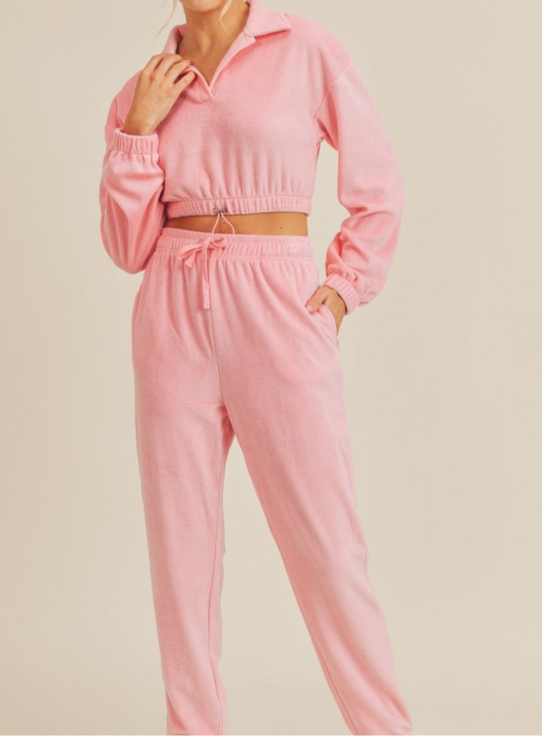 Nena Velour sweats set (PINK)