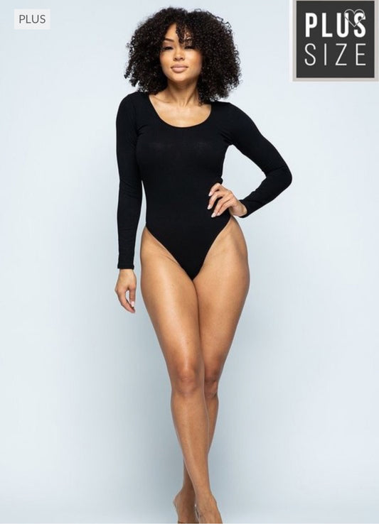 Plus Ribbed Scoop NeckBodysuit