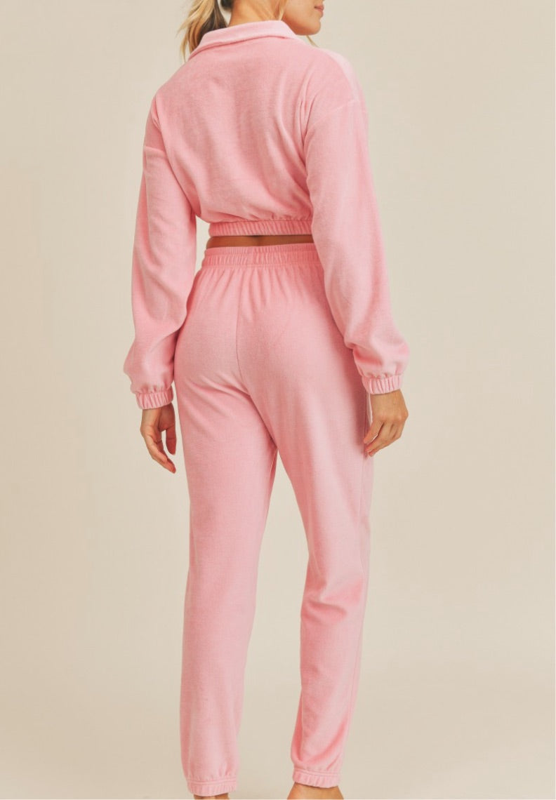 Nena Velour sweats set (PINK)